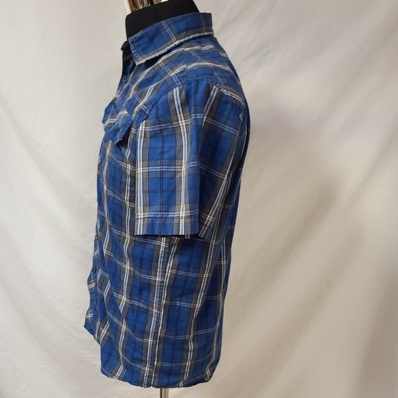 Realtree Mens Small Blue stripe Short Sleeve Button Up Shirt - Picture 8 of 10